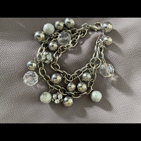 Silver beaded double bracelet - Picture 2 of 2